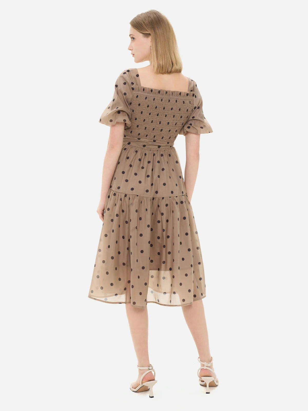 Square Neck Polka Dot Bubble Sleeves Dress – S·DEER