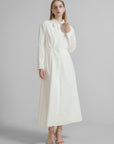 Ruched Button-Up Maxi Shirtdress