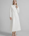 Ruched Button-Up Maxi Shirtdress