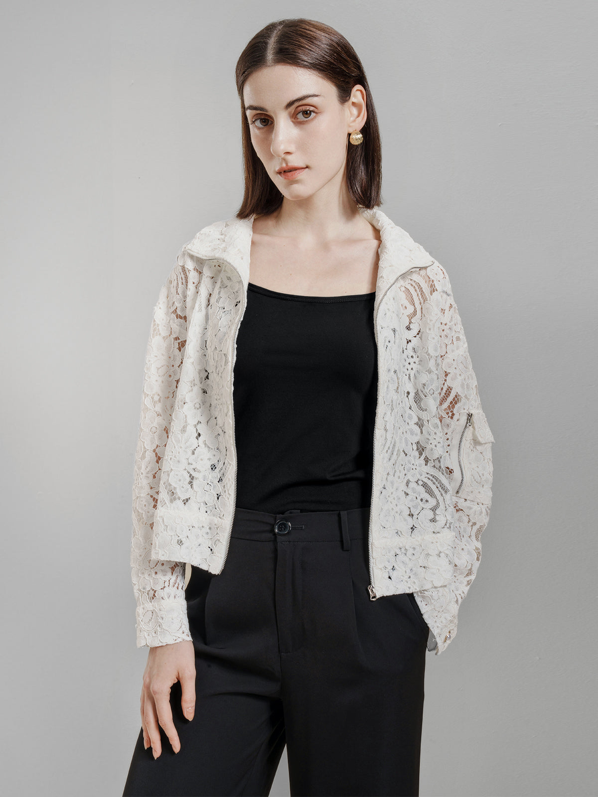 Lacy Cutout Crop Jacket