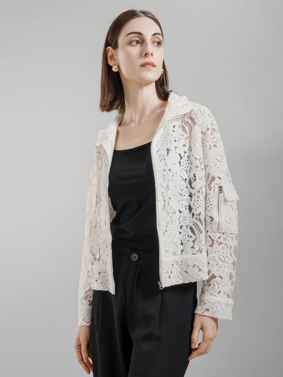 Lacy Cutout Crop Jacket