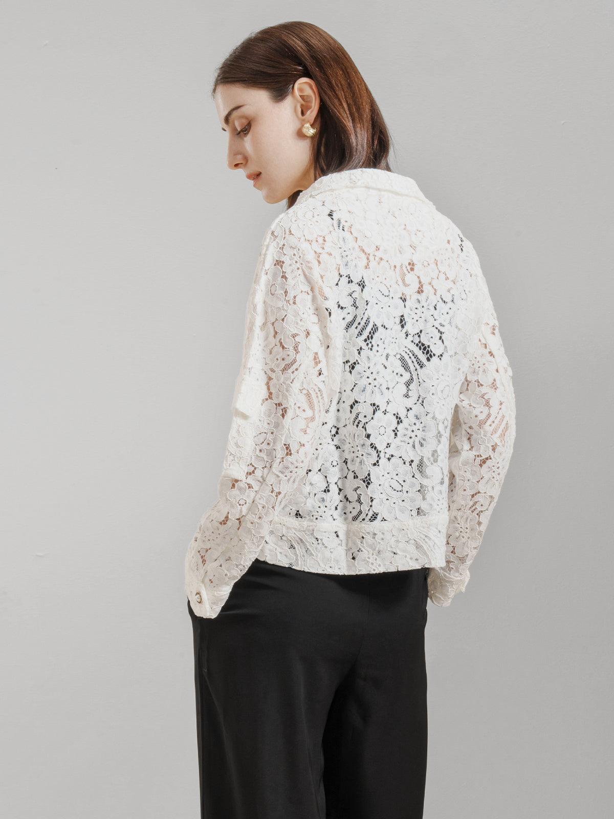 Lacy Cutout Crop Jacket