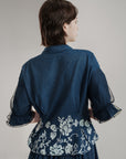 Bloom Embroidery Cinched Shirt