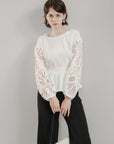 Embroidered Eyelet Long Sleeve Blouse