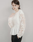 Embroidered Eyelet Long Sleeve Blouse