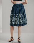 Blooms Embroidery Midi Skirt