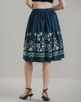 Blooms Embroidery Midi Skirt