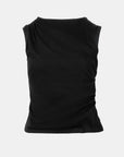 Side Pleat Sleeveless T-Shirt