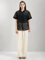 Oversize Semisheer Button-Up Shirt