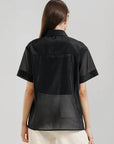 Oversize Semisheer Button-Up Shirt