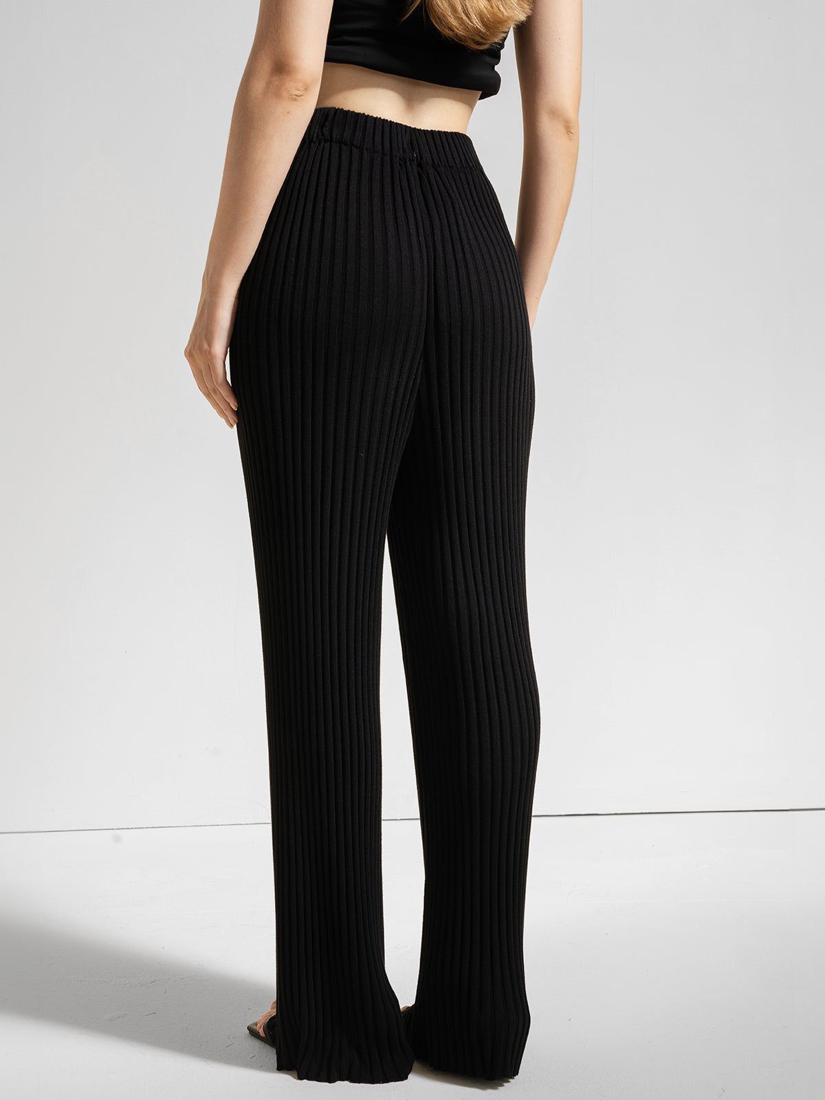 Rib Knit Wide Leg Pants