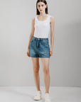 Mid Rise Denim Shorts