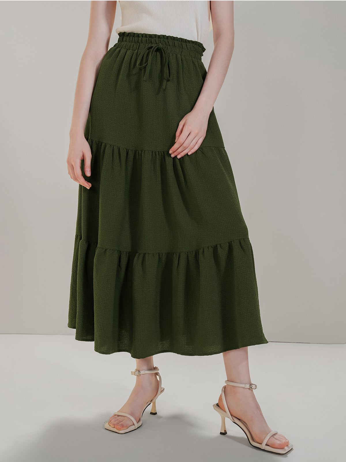 Tiered Ruffle Midi Skirt