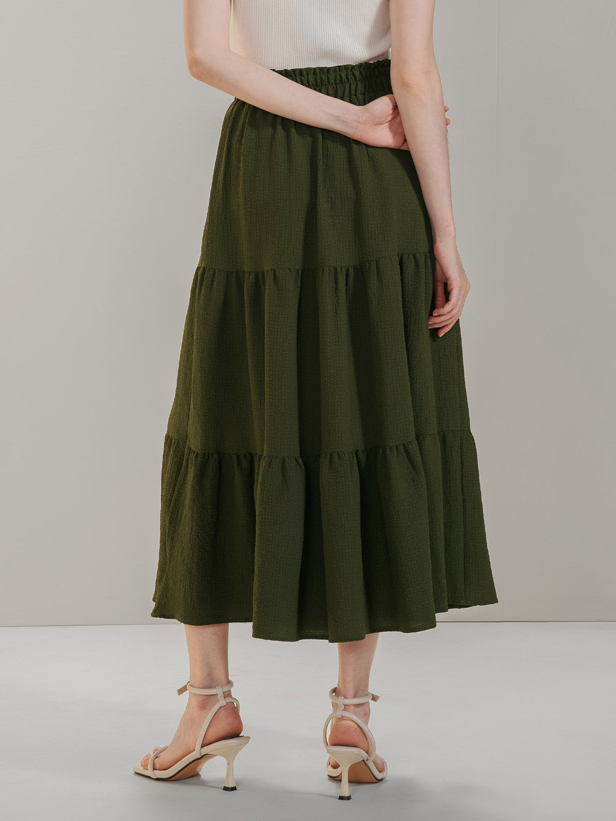 Tiered Ruffle Midi Skirt