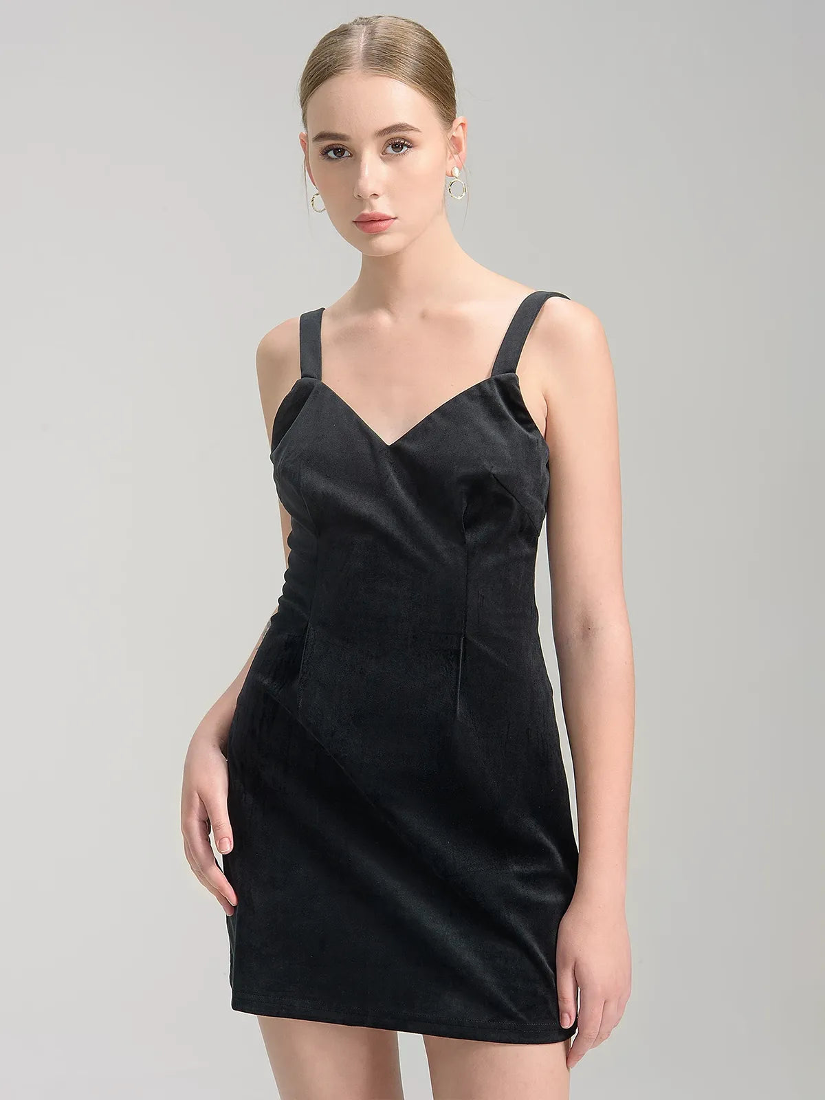 Noir Velvet Sleeveless Mini Dress