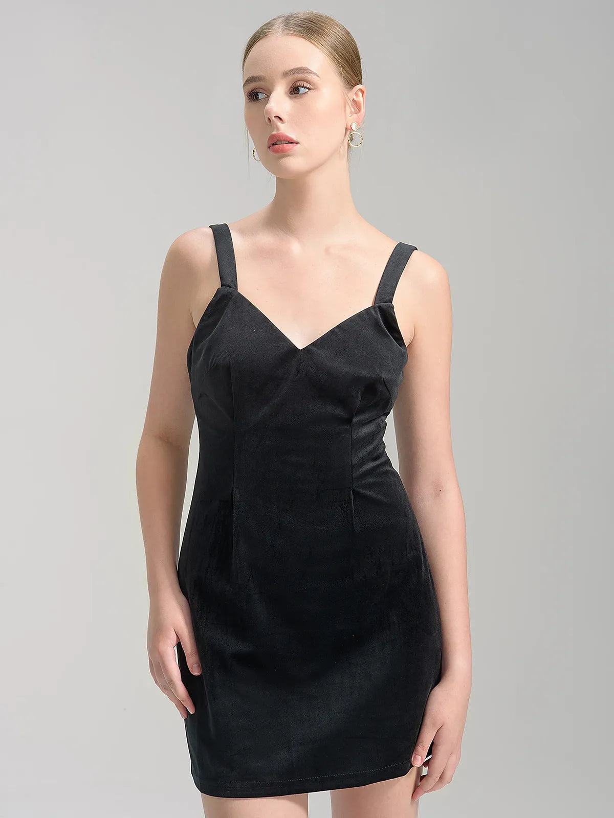 Noir Velvet Sleeveless Mini Dress