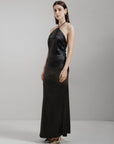 Satin  Halter Neck Maxi Slipdress