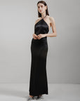 Satin  Halter Neck Maxi Slipdress