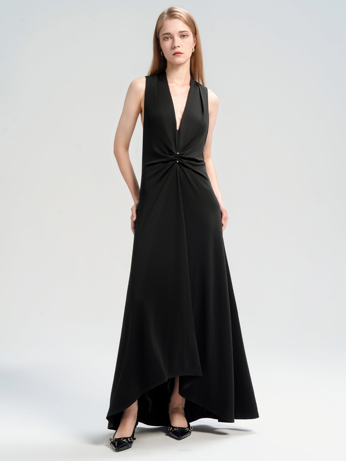 V-Neck Sleeveless Maxi Gown