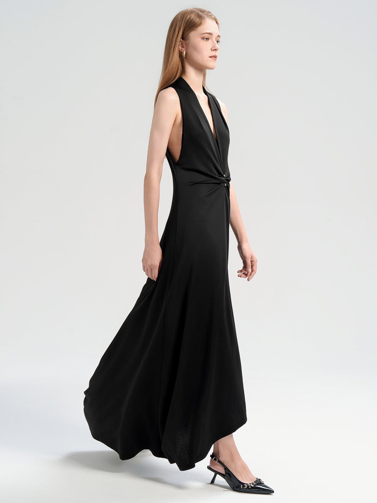 V-Neck Sleeveless Maxi Gown