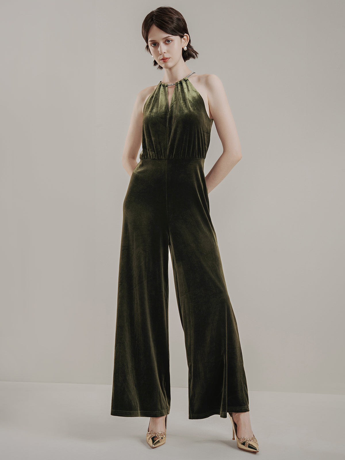 Wide Leg Velvet Jumpsuit – S·DEER