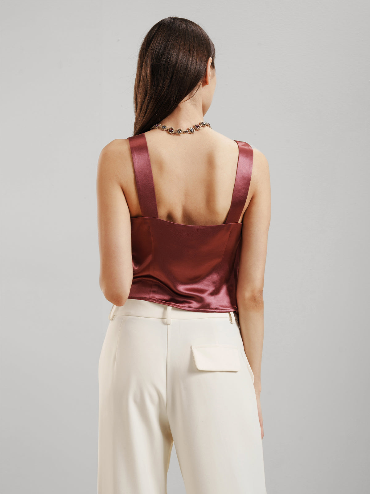 Cowl Neck Asymmetric Satin Tank