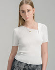 Ribbed Short Sleeve Knit T-Shirt