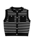 Stripe Button Up Knit Vest