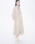 Pleat Button up Linen Dress