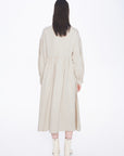 Pleat Button up Linen Dress