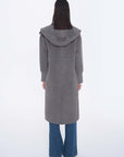 Zip Front Hooded Wool Coat