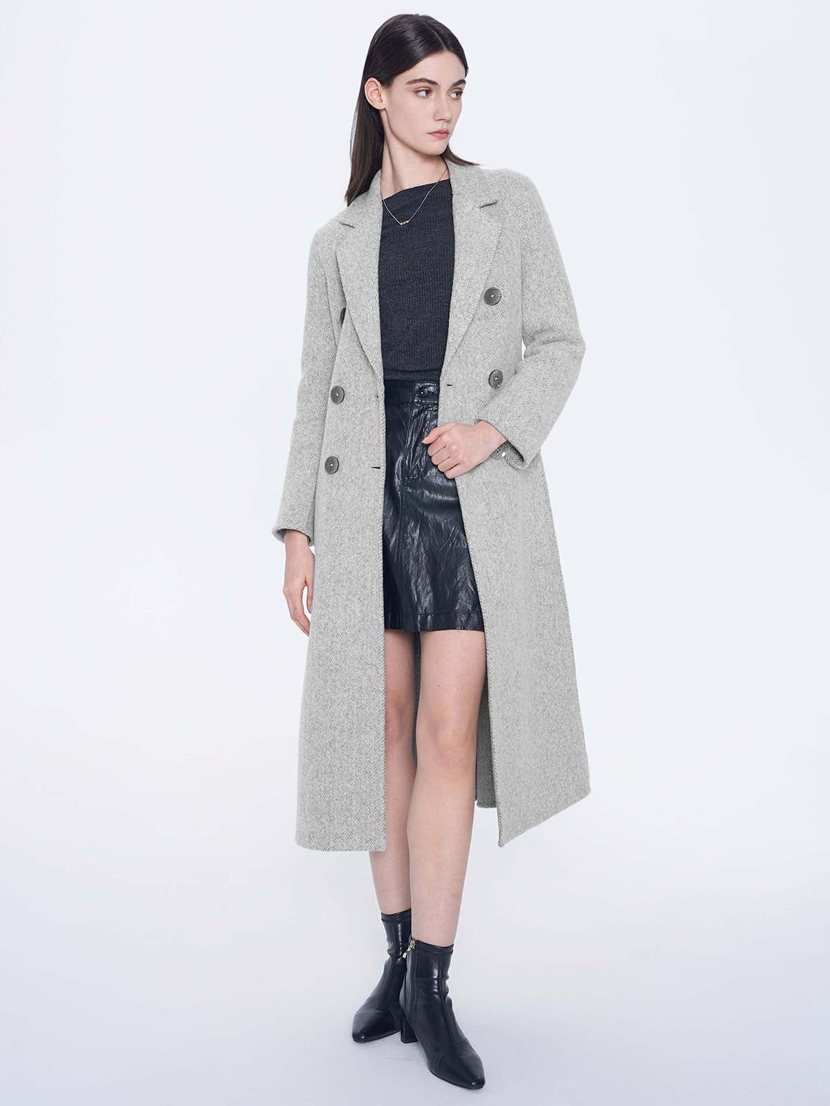 Double-Breasted Belted  Wool Coat