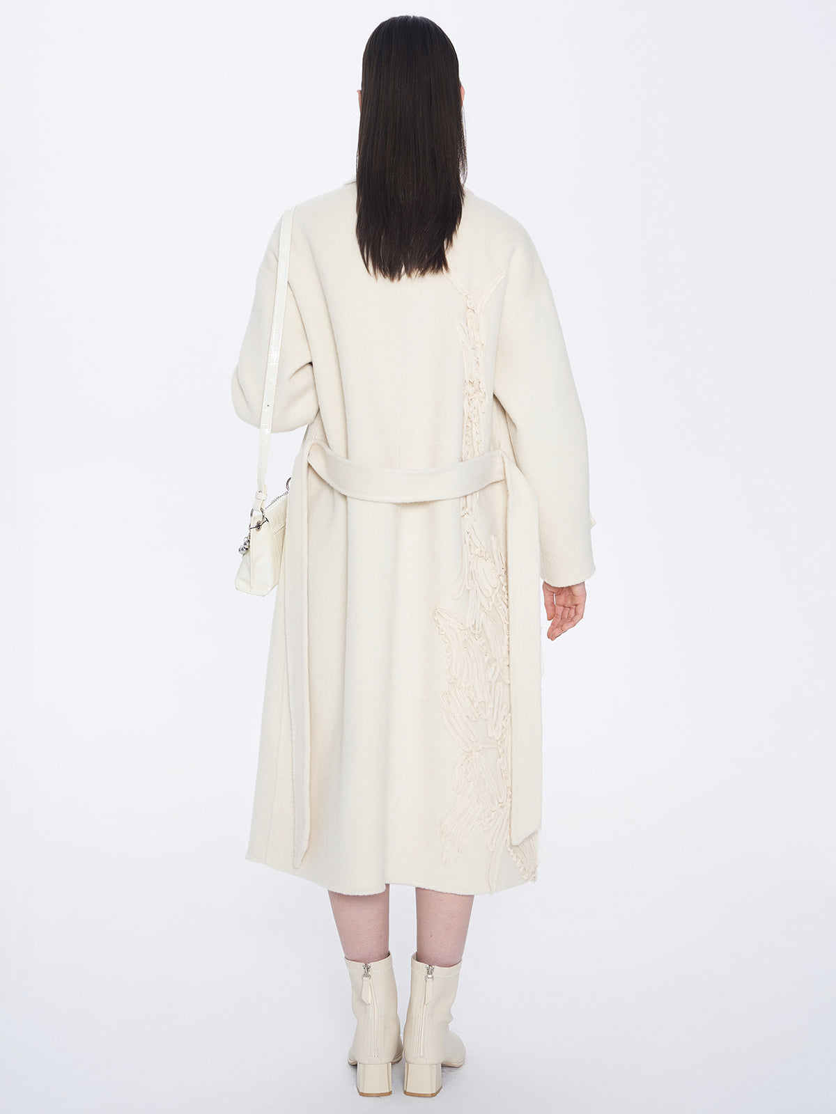 Embroidery Belt Wool Coat