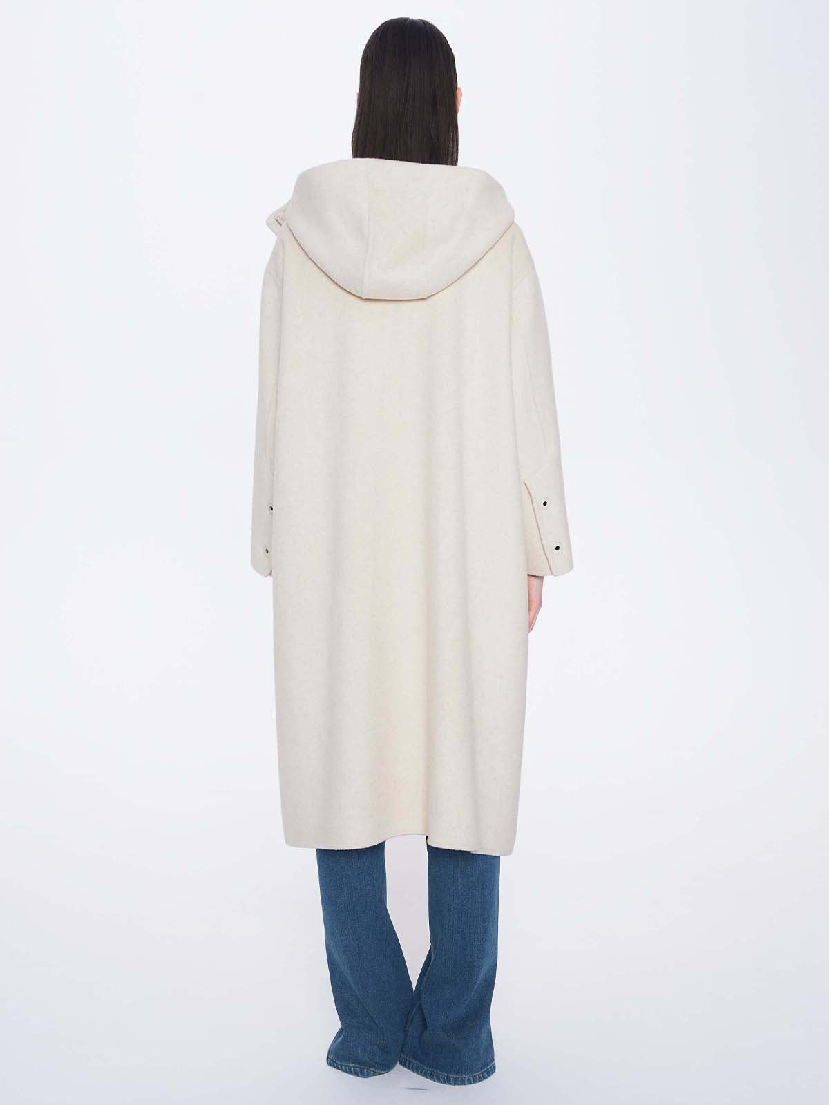 Hoodie Longline Wool Coat