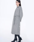 Embroidery Longline Wool Coat