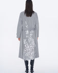 Embroidery Longline Wool Coat