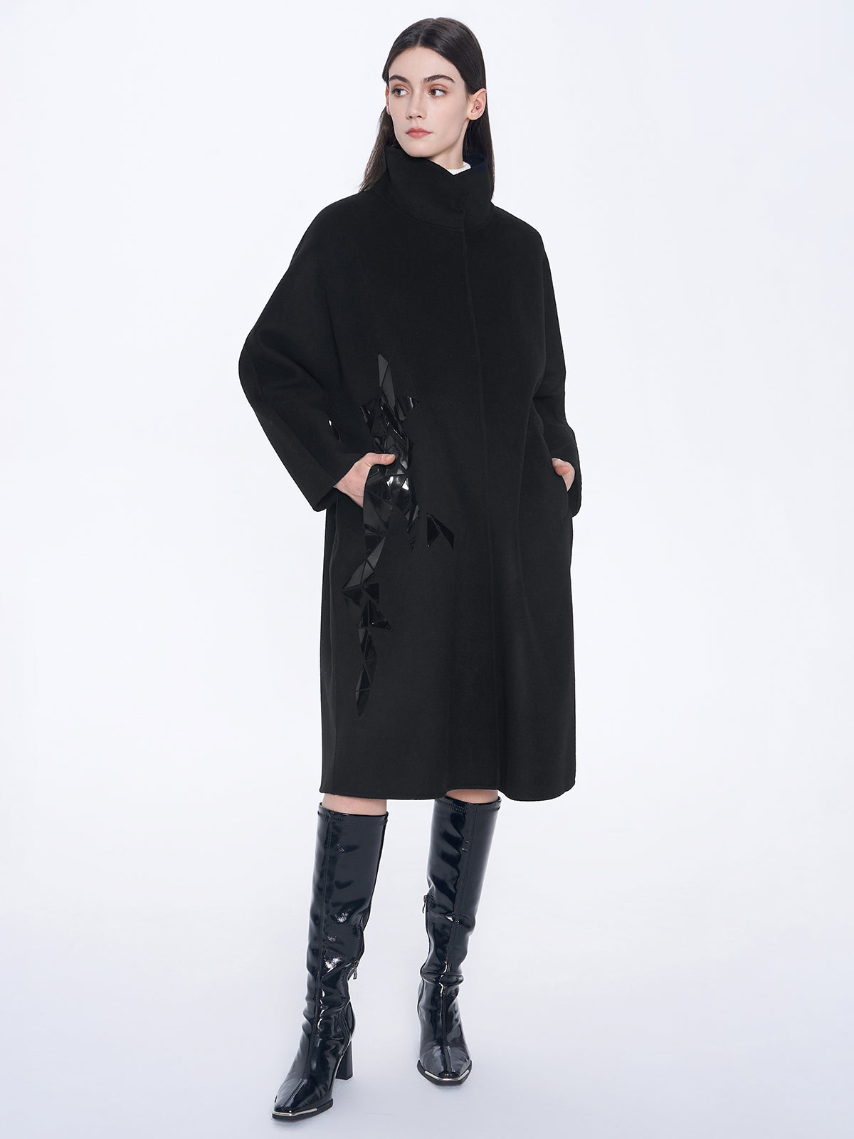 Stand Collar Wool Cocoon Coat