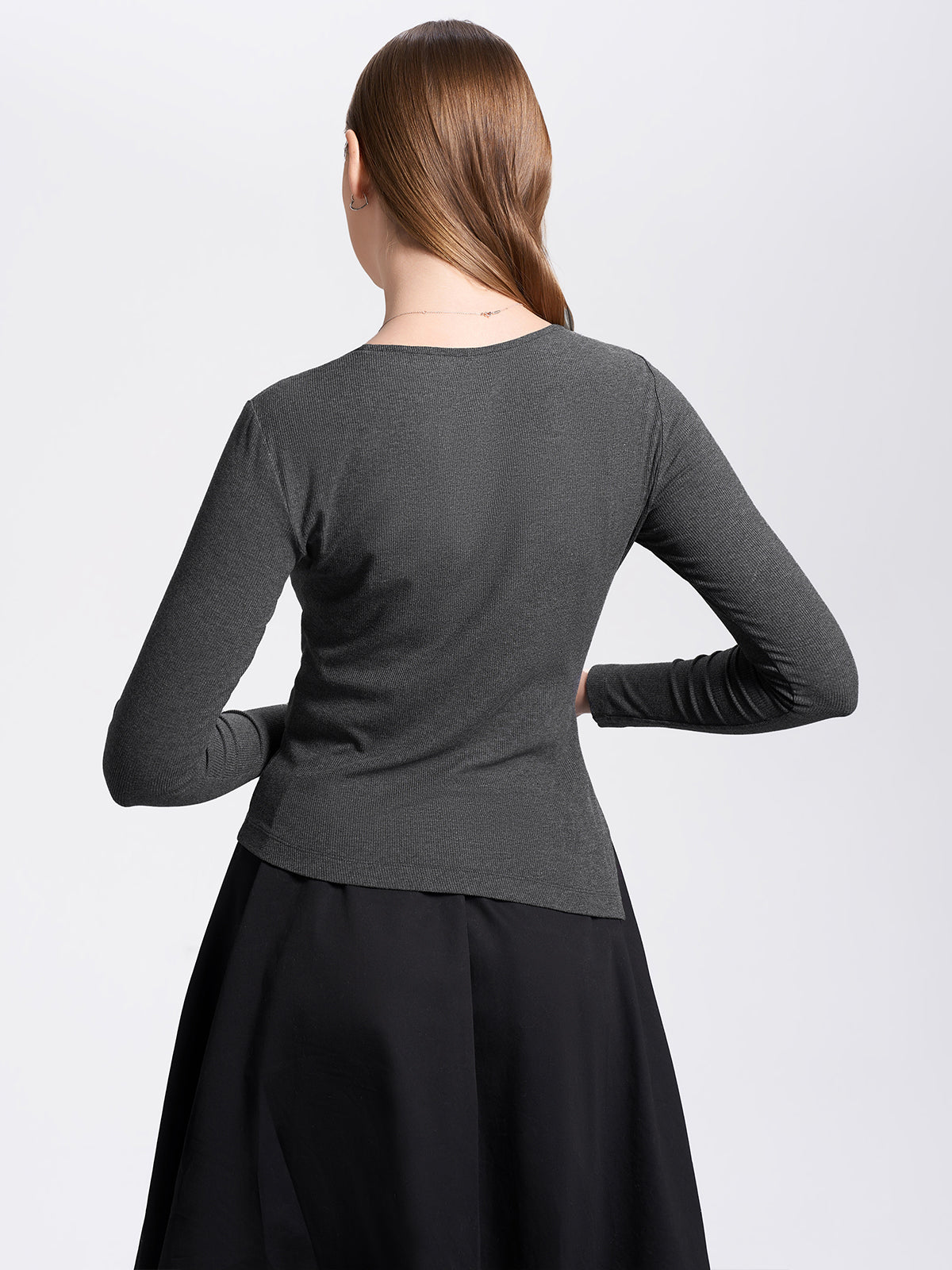 Asymmetric Neck Knit Top