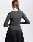 Asymmetric Neck Knit Top