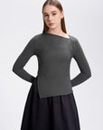 Asymmetric Neck Knit Top