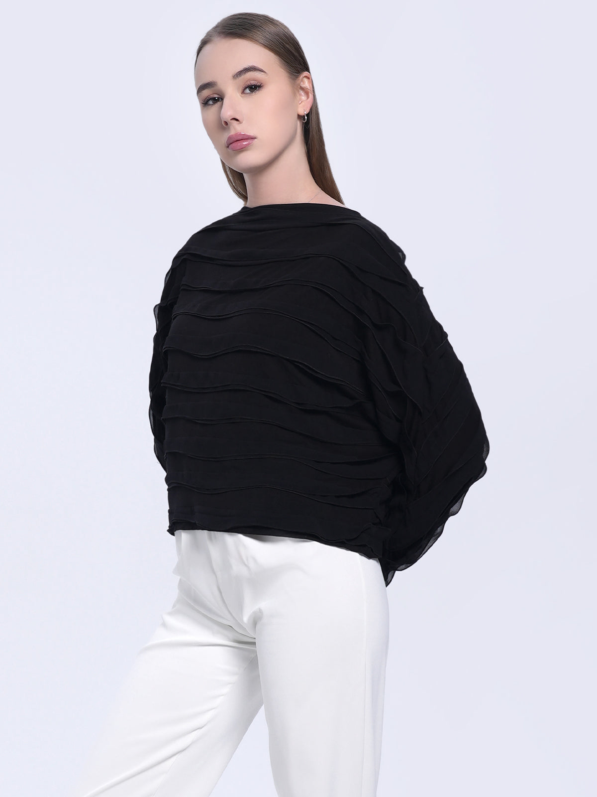 Dolman Sleeve Chiffon Top