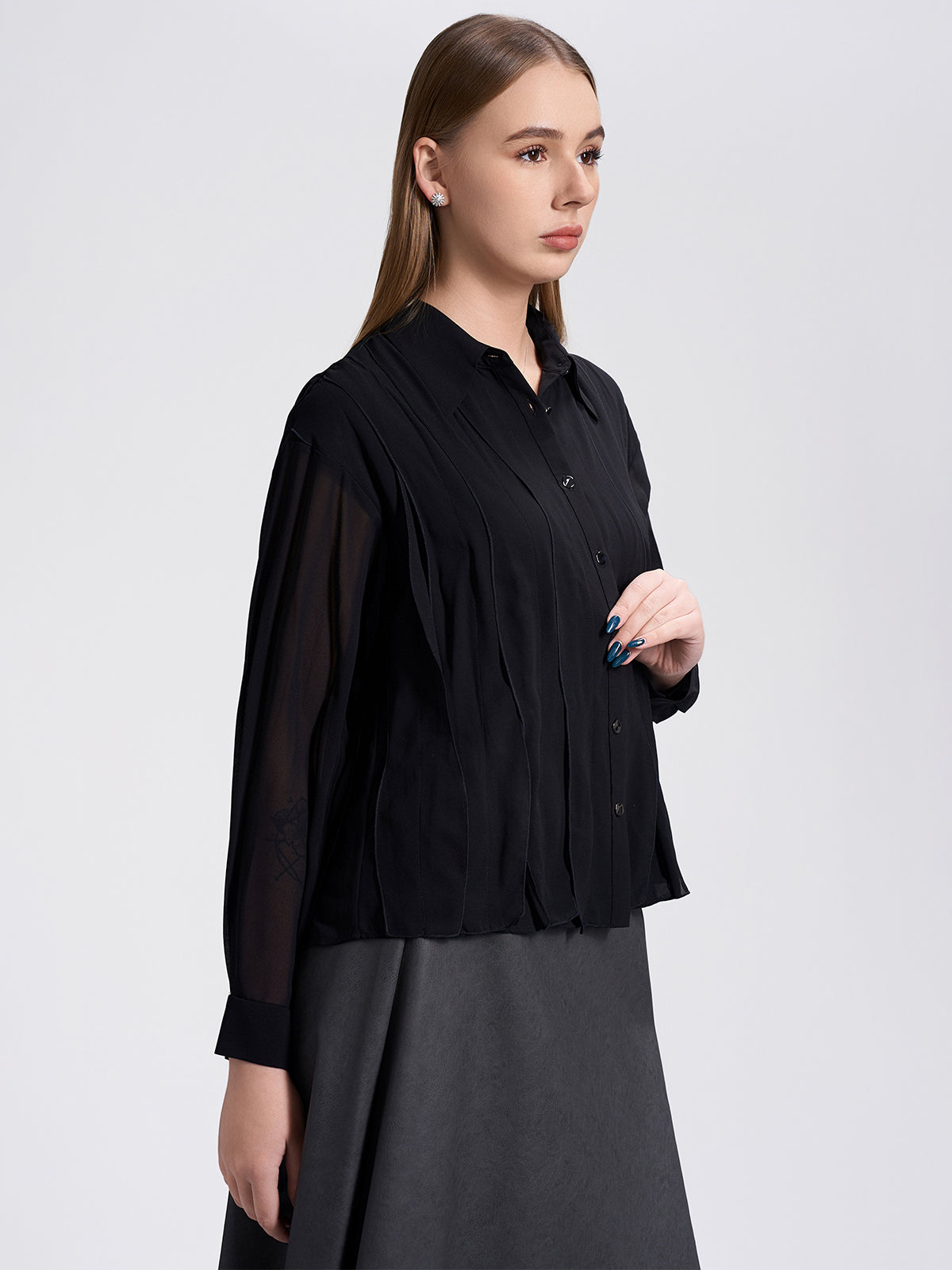 Chiffon Button-Up Blouse