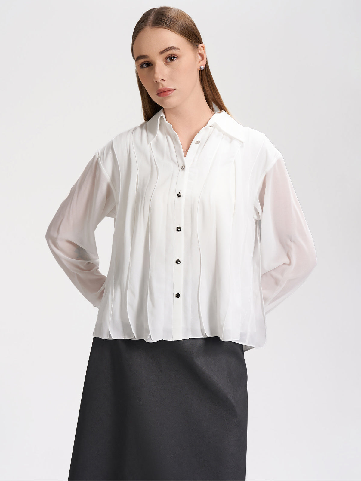 Chiffon Button-Up Blouse