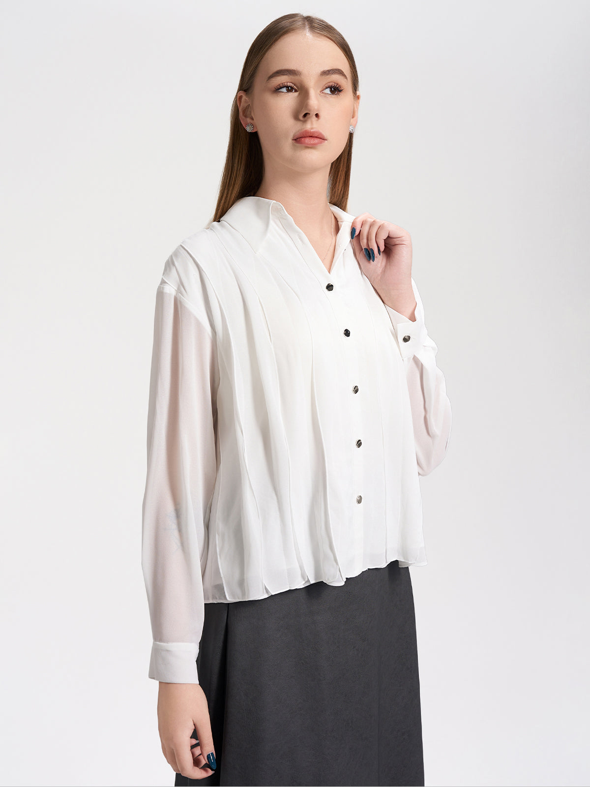 Chiffon Button-Up Blouse