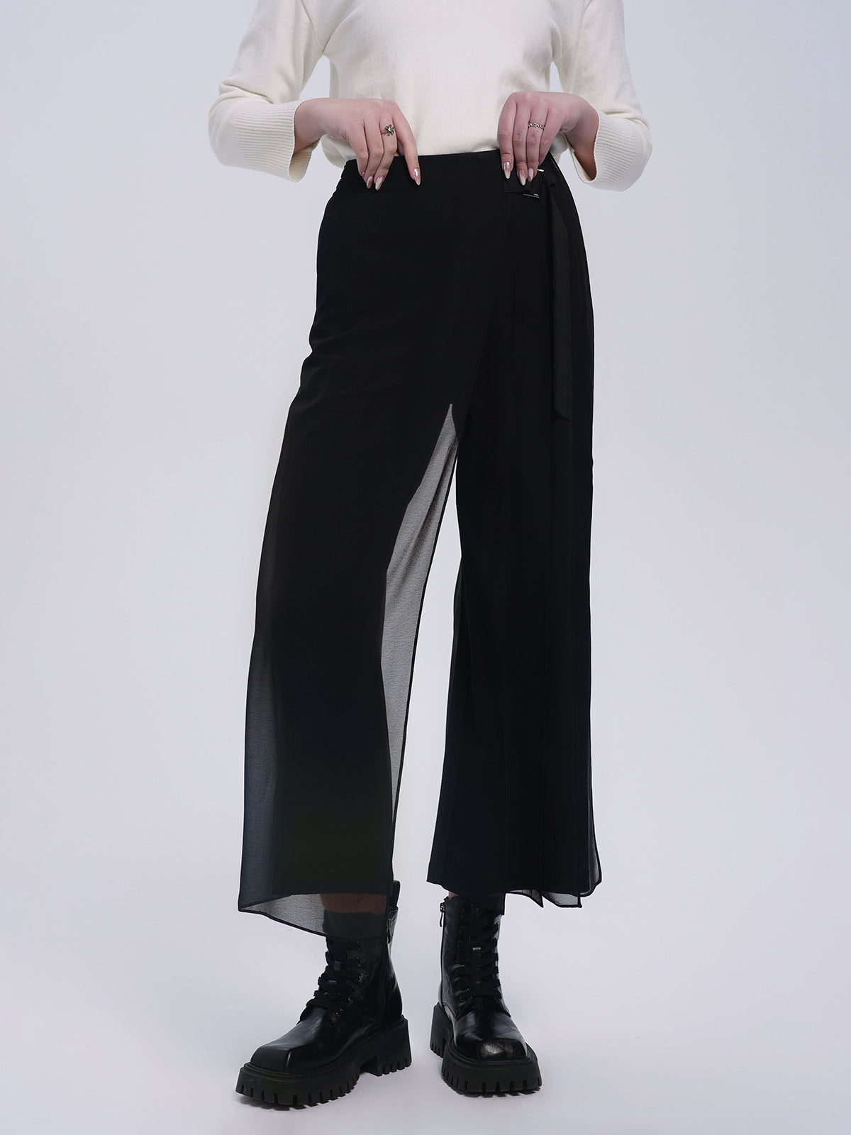 Wide Leg Chiffon Pants