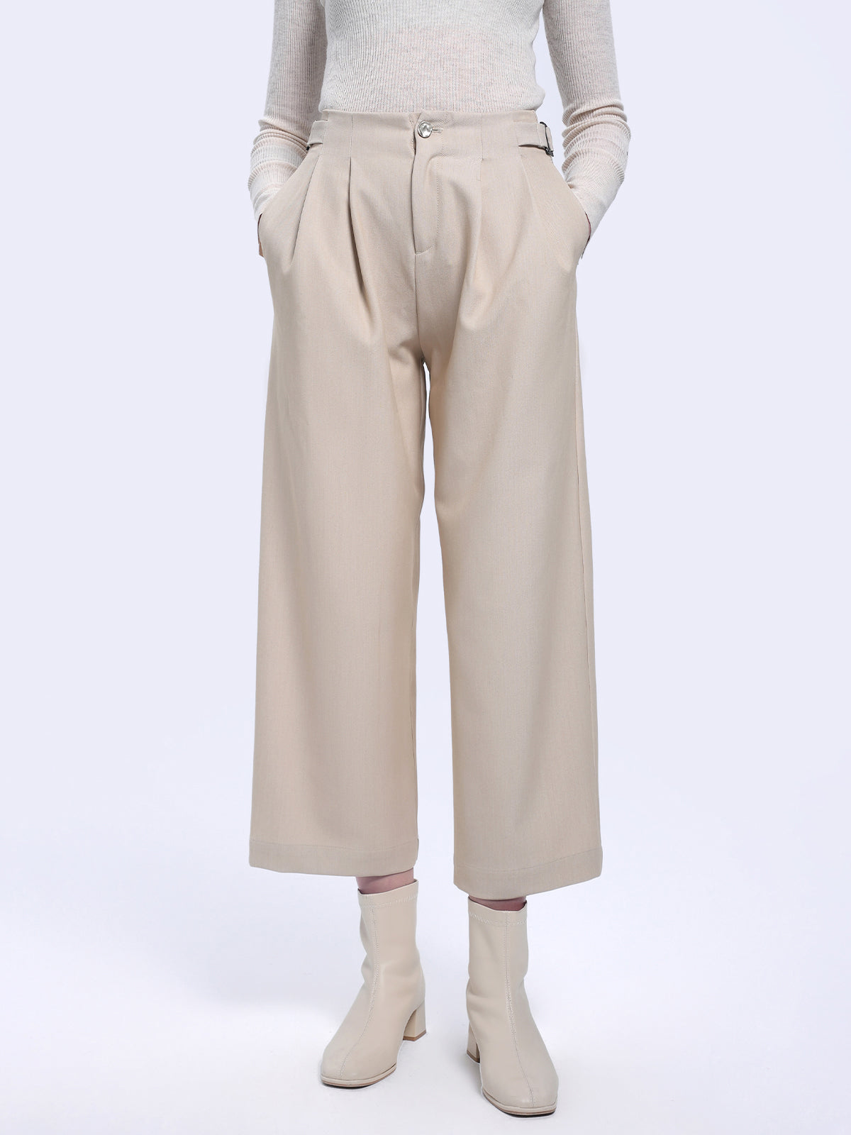 High Waist Pleated Wide Leg Pants