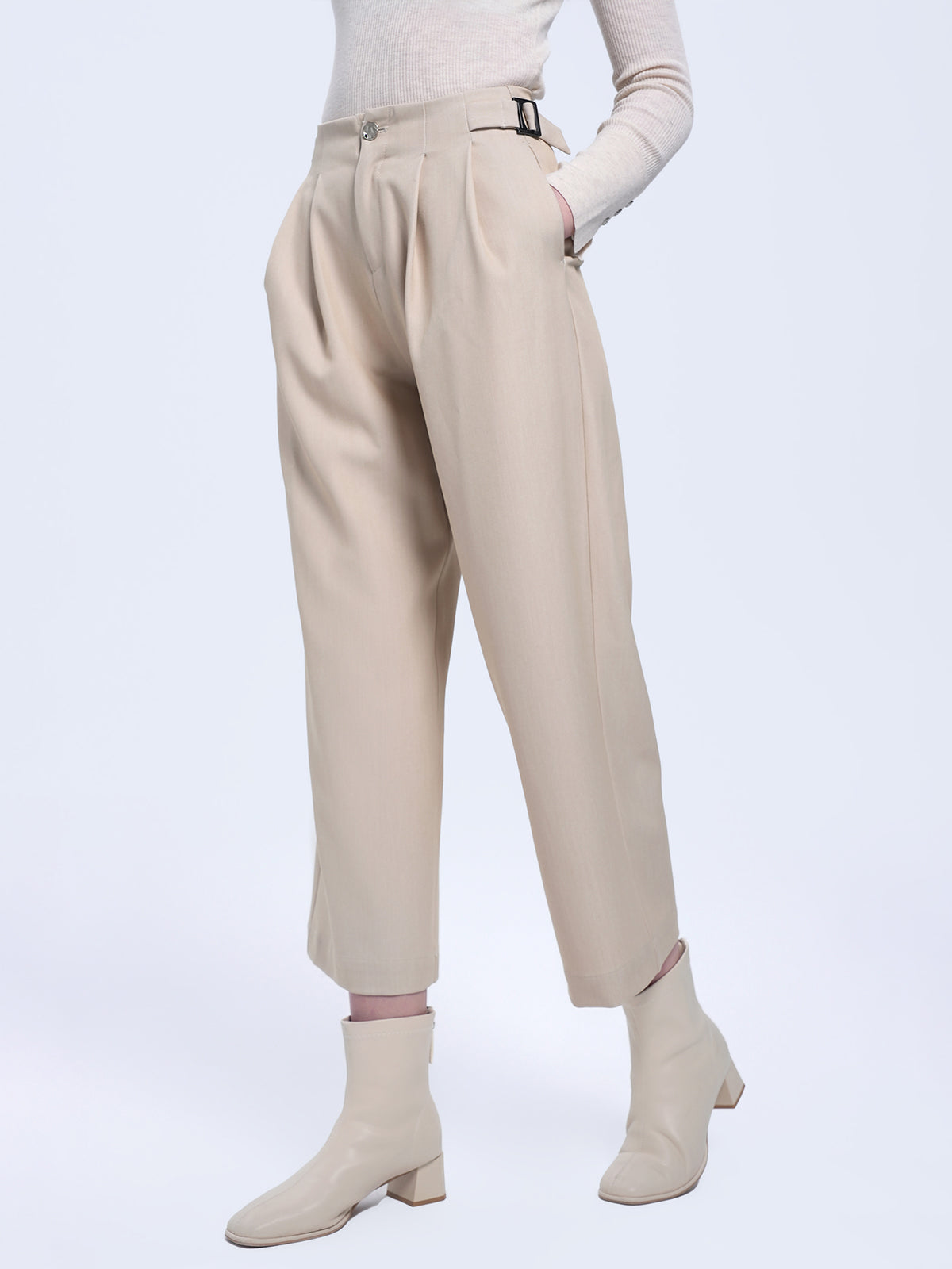 High Waist Pleated Wide Leg Pants