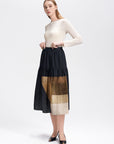 Colorblock Print Midi Skirt