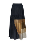 S·DEER patchwork tiered midi skirt with elastic waistband