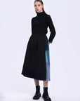 Colorblock Pleated Midi Skirt